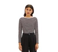 TOM TAILOR Denim Damen Longsleeve mit Streifen aus Bio-Baumwolle 33813 - Rose Black Stripe XS