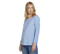 TOM TAILOR Denim Damen Longsleeve mit Streifen & Schleife 1023366, 28163 - Mid Blue Structure Stripe, M