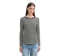 Tom Tailor Denim Langarmshirt 32575 – schwarz-weiß gestreift, figurbetont – Damen S