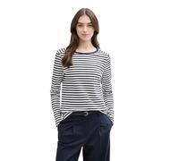 TOM TAILOR Denim Damen Longsleeve mit Streifenmuster, 25924 - Navy White Stripe, M