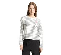 Denim Tom Tailor - Boxy Fit Langarmshirt mit Herz-Stickerei off white navy stripe - Gr. - S