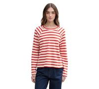 TOM TAILOR DENIM - Boxy Fit Langarmshirt mit Knopf-Details white red stripe L