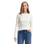 Tom Tailor Denim Slim Fit Langarmshirt aus Viskose-Mix in Offwhite, Größe XL