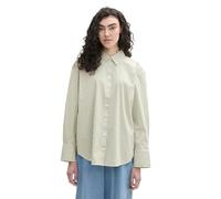 TOM TAILOR Denim Damen Loose Fit Basic Hemdbluse mit Streifen, 36112 - Olive White Stripe, S