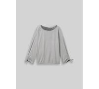 TOM TAILOR DENIM Damen Loose Fit Langarmshirt mit Raffärmeln, blau, Gestreift, Gr. XXL