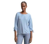Tom Tailor Denim Damen Loose Fit Longsleeve mit Streifen & Raffarm, 31347 - Small Mid Blue White Stripe, M