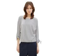 Tom Tailor Denim Damen Loose Fit Longsleeve mit Streifen & Raffarm, 34744 - Small Navy White Stripe, XL