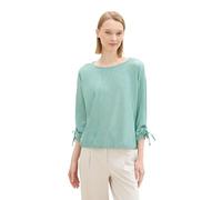 Tom Tailor Denim Damen Loose Fit Longsleeve mit Streifen & Raffarm, 35946 - Small Green White Stripe, S