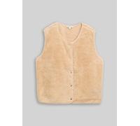 TOM TAILOR DENIM Damen Loose Fit Teddy Weste, braun, Uni, Gr. XL