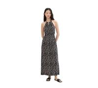 TOM TAILOR Denim Damen Maxi-Kleid mit Neckholder, black flower minimal print, XL