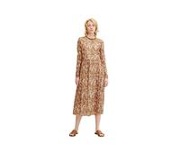 TOM TAILOR Denim Damen Mesh Kleid mit Alloverprint 1034579, 30984 - Camel White Marble Print, S