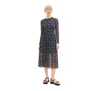 Tom Tailor Denim Damen Mesh Kleid mit Muster, 34262 - Black Flower Print, S