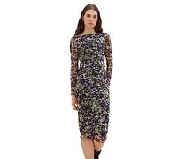 TOM TAILOR Denim Damen Mesh-Kleid mit Muster & Raffung