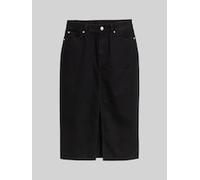 TOM TAILOR DENIM Damen Midi-Jeansrock mit Schlitz, schwarz, Uni, Gr. XS
