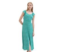 TOM TAILOR Denim Damen Midi-Kleid mit Allover Muster, green minimal print, XL