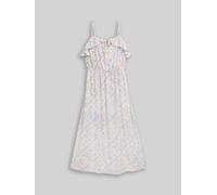 Denim Tom Tailor - Midi-Kleid mit Leinenanteil white blue coral paisley print - Gr. - M