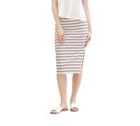 TOM TAILOR Denim Damen Midi-Rock mit Streifen, white multicolor stripe, XS