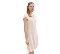 Tom Tailor Denim Knielanges Kleid aus Viskose-Leinen-Mix in Beige, Größe M