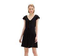 TOM TAILOR Denim Damen Mini Kleid mit Knopfleiste, deep black, XS