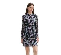 TOM TAILOR Denim Damen Mini Mesh Kleid mit transparenten Ärmeln, 36531 - Abstract Batik Landscape Print, M