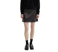 TOM TAILOR Denim Damen Mini Rock aus Fake-Leder, 14482 - Deep Black, XS