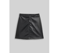 TOM TAILOR DENIM Damen Mini-Rock in Leder-Optik, schwarz, Uni, Gr. S