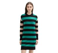 TOM TAILOR Denim Damen Mini Strickkleid, 35937 - Green Black Stripe, XL