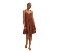 TOM TAILOR Denim Damen Minikleid mit Volant 1031753, 29566 - Nut Brown, M