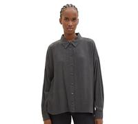 TOM TAILOR Denim Damen Oversized Fit Cozy Hemdbluse in Melange-Optik , Shale Grey Melange, S