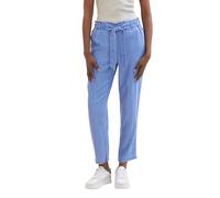 Tom Tailor Denim Damen Paperbag Hose mit Bindegürtel, 12328 - Bright Mid Blue Chambray, XXL