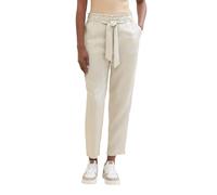 TOM TAILOR Denim Damen Paperbag Hosemit Bindegürtel , Beige Grey, XXL