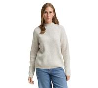 Denim Tom Tailor - Relaxed Fit Strickpullover mit Stehkragen marble beige melange - Gr. - XS