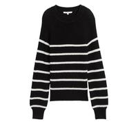 Strickpullover TOM TAILOR DENIM, Damen, Gr. M (38), placed schwarz, weiß stripe, Strick, Obermaterial: 50% Baumwolle, 50% Polyacryl, modisch, regular fit taillenbedeckt, Rundhals, Langarm Bündchen, Pu