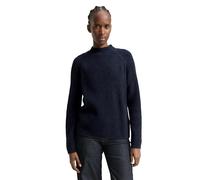 Strickpullover TOM TAILOR DENIM, Damen, Gr. XXL, dunkelblau melange, Rippstrick, Obermaterial: 62% Polyacryl, 25% Polyester, 10% Baumwolle, 3% sonstige Fasern, meliert, relaxed fit Po-bedeckend, ohne