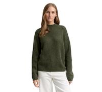 Strickpullover TOM TAILOR DENIM, Damen, Gr. XL, grün (grape leaf grün melange), Rippstrick, Obermaterial: 62% Polyacryl, 25% Polyester, 10% Baumwolle, 3% sonstige Fasern, meliert, relaxed fit Po-bedec