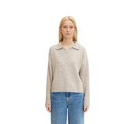 TOM TAILOR Denim Damen Pullover mit Kragen 1033057, 30224 - Cloud Grey Melange, M