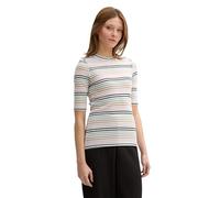 TOM TAILOR Denim Damen RIPP T-Shirt mit Streifenmuster, 36538 - Small Multicolor Stripe, XL