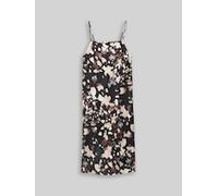 TOM TAILOR DENIM Damen Satin Midi-Kleid mit Muster, schwarz, Gemustert, Gr. XS