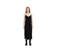 TOM TAILOR Denim Damen Satin Midi Trägerkleid mit Wasserfall-Ausschnitt 1034287, 14482 - Deep Black, M