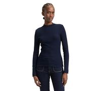 TOM TAILOR Denim Damen Slim Fit Langarmshirt mit Rippstruktur
