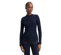TOM TAILOR Denim Damen Slim Fit Langarmshirt mit Rippstruktur
