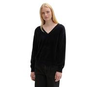 TOM TAILOR Denim Damen Strickpullover aus Federgarn, 14482 - Deep Black, S