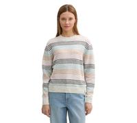 TOM TAILOR Denim Damen Strickpullover mit Buntem Streifen-Muster, 36538 - Small Multicolor Stripe, L
