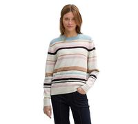 TOM TAILOR Denim Damen Strickpullover mit Buntem Streifen-Muster, 36539 - Irregular Multicolor Stripe, XXL