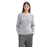 TOM TAILOR Denim Damen Strickpullover mit leichtem Glitzer-Effekt, 10658 - Cement Grey Mélange, M
