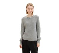 TOM TAILOR Denim Damen Strickpullover mit leichten Ballonärmeln, 10658 - Cement Grey Mélange, XL