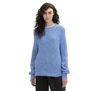 Tom Tailor Denim Damen Strickpullover mit leichten Ballonärmeln Sicilian Blue Melange XL