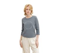 TOM TAILOR Denim Damen Sweater mit Logo Print 1034657, 27475 - Grey Mint, M