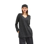 TOM TAILOR Denim Damen Sweatshirt Longstyle mit Rippstruktur 1034846, 10522 - Shale Grey Melange, XS