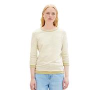 Tom Tailor Denim Damen Sweatshirt mit Raffarm & Streifenmuster, 32804 - White Green Structured Stripe, XXL